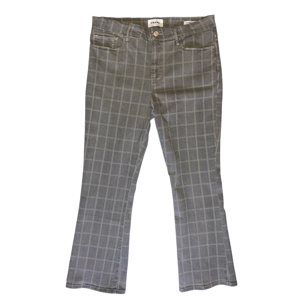 FRAME Women’s Le Crop Mini Boot Jeans Plaid Preppy Academia Denim Flare Sz 33